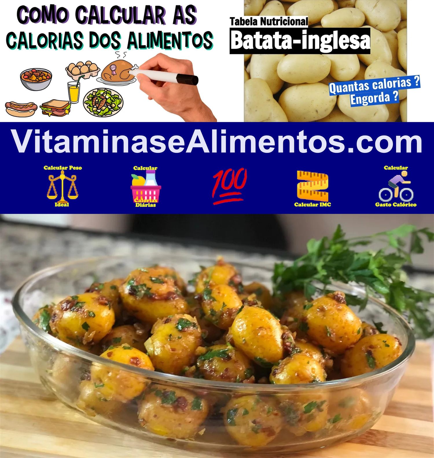 Valor Nutricional Batata inglesa sem casca crua