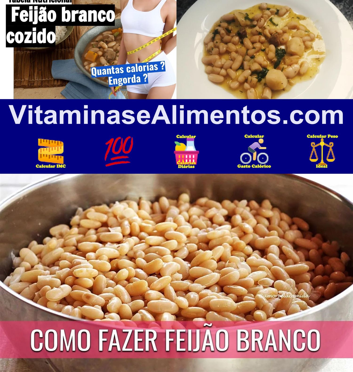 Valor Nutricional Feijão branco cozido