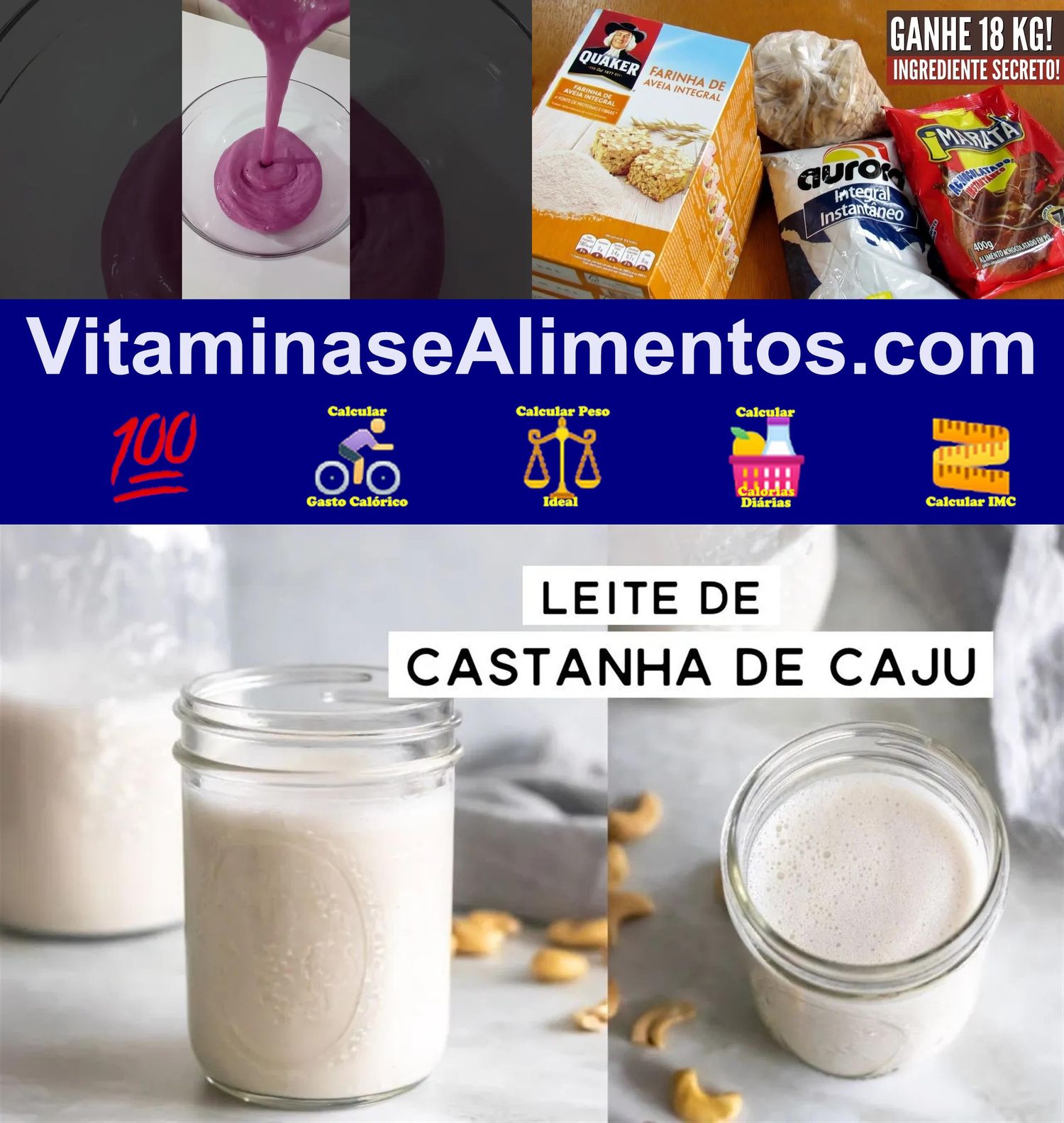 Valor Nutricional Leite em pó com sabor