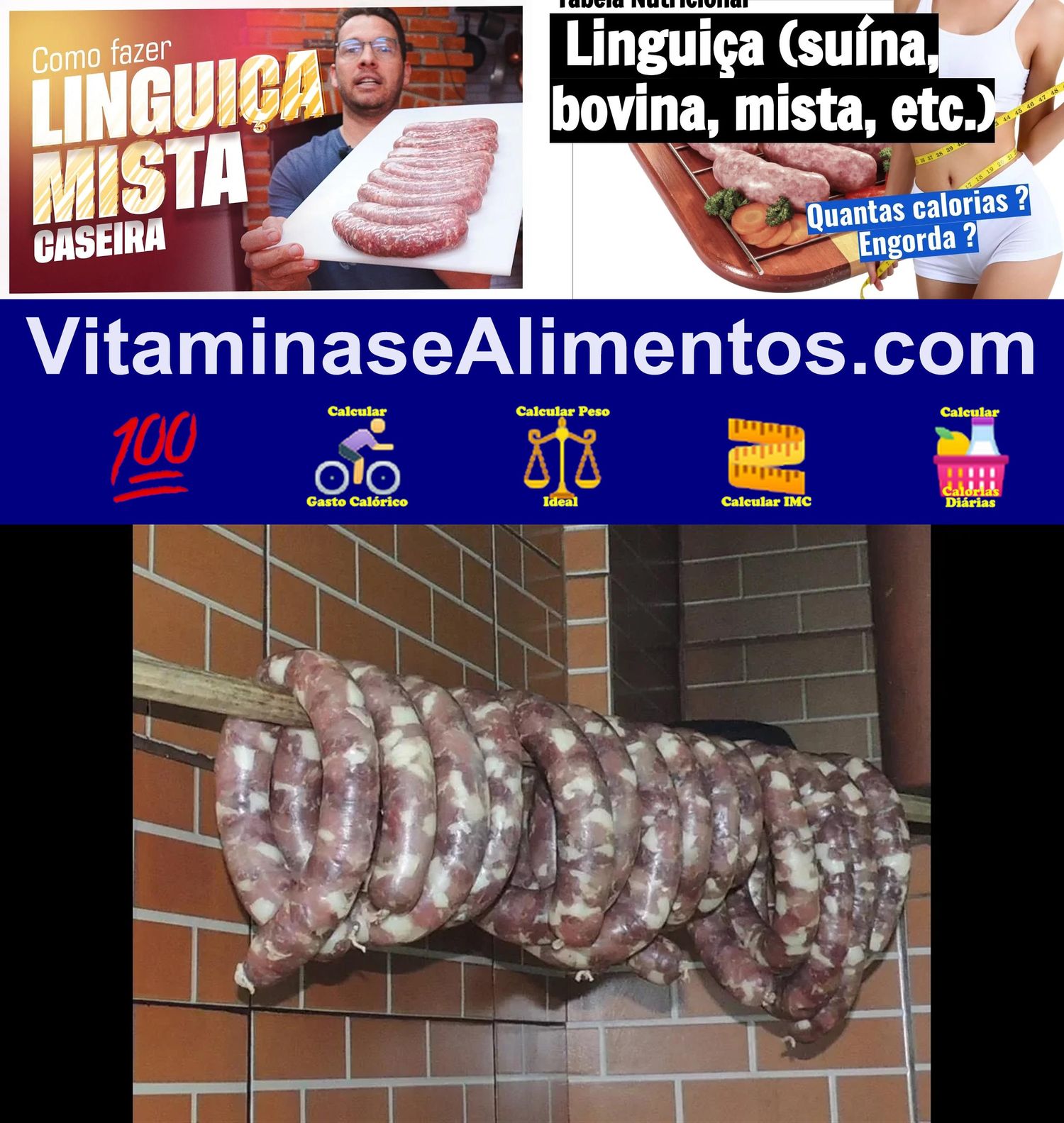 Valor Nutricional Linguiça (suína, bovina, mista, etc.)