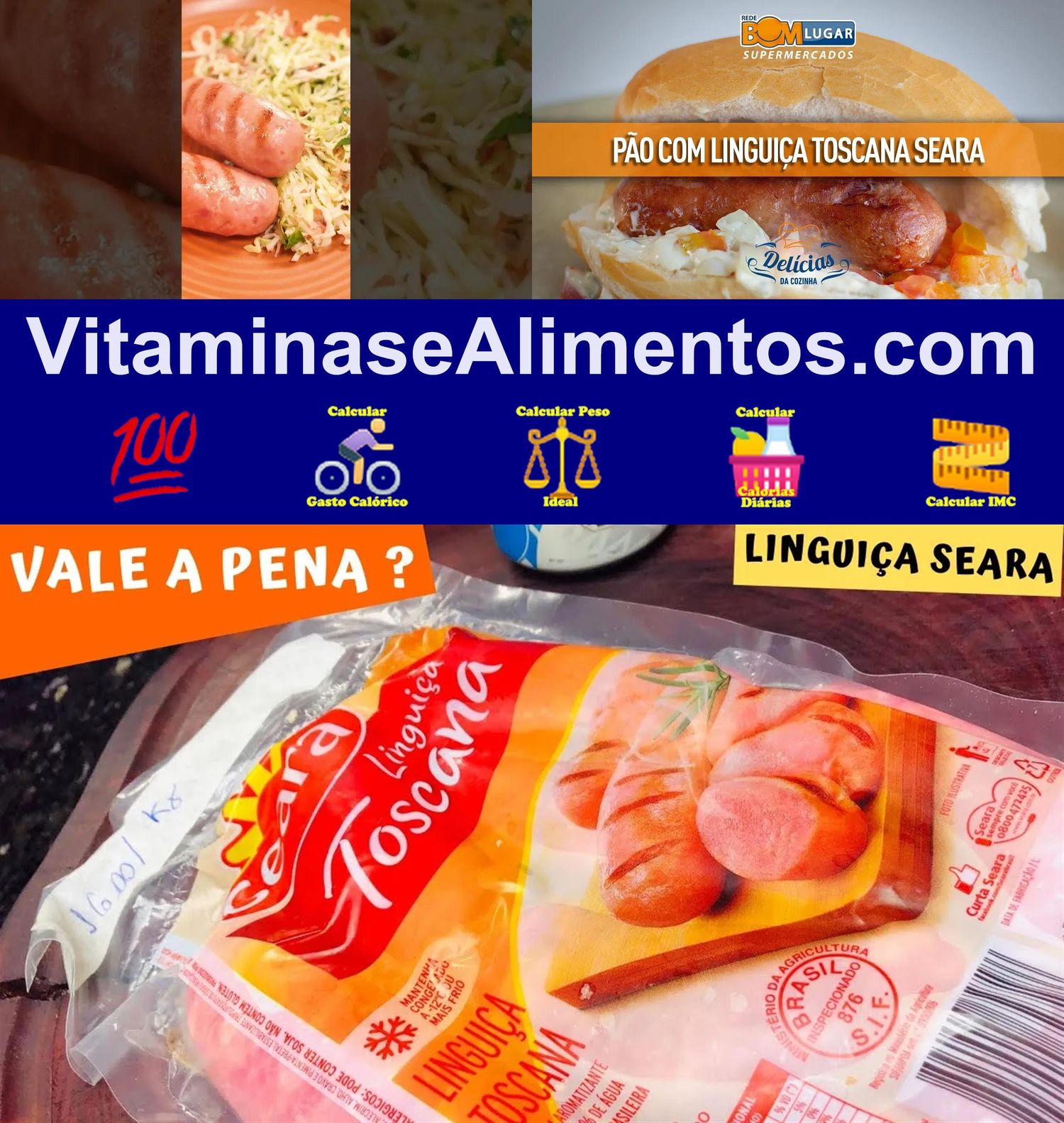 Valor Nutricional Linguiça toscana crua Seara