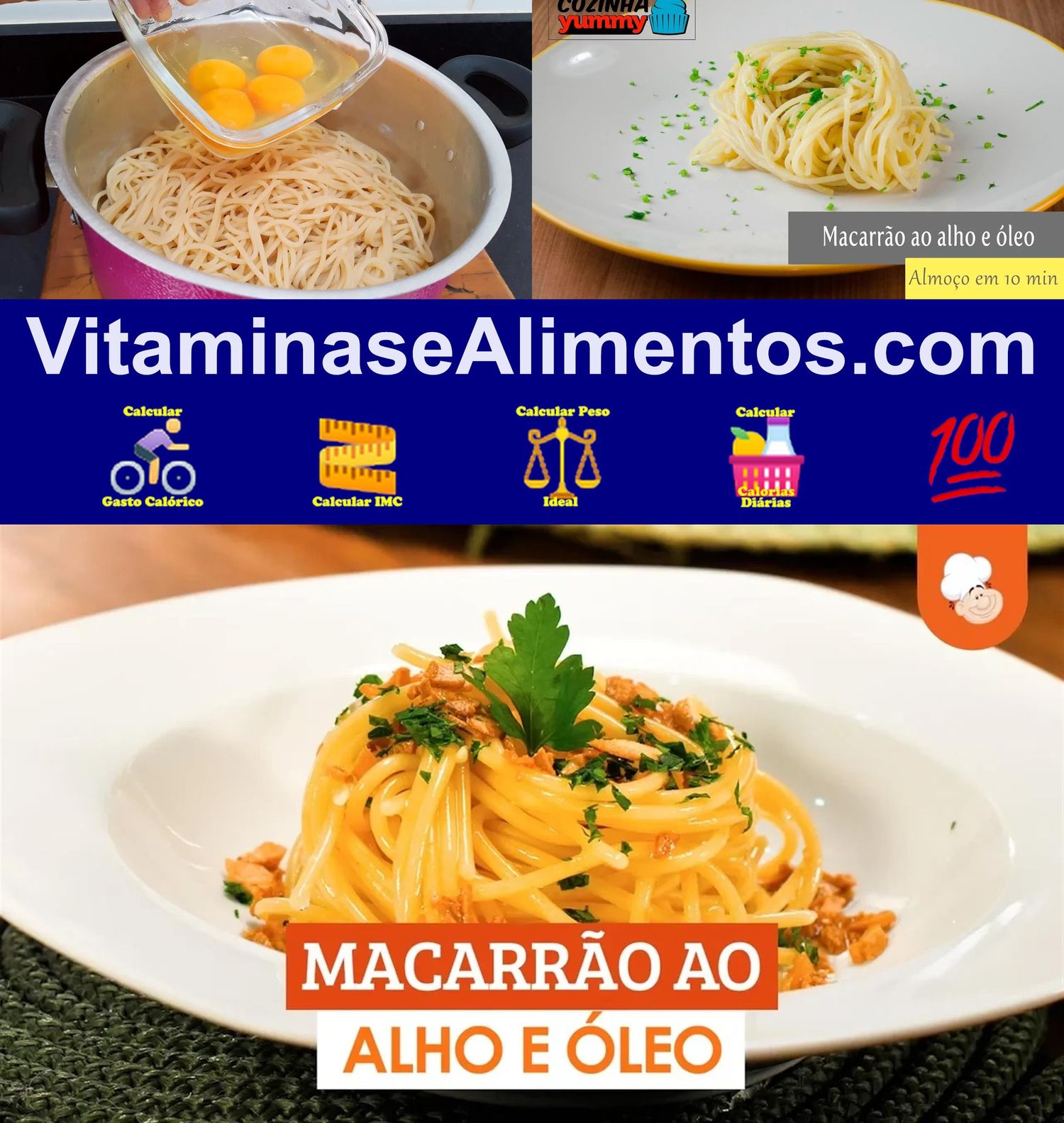 Valor Nutricional Macarrão trigo com ovos ao alho e óleo com sal