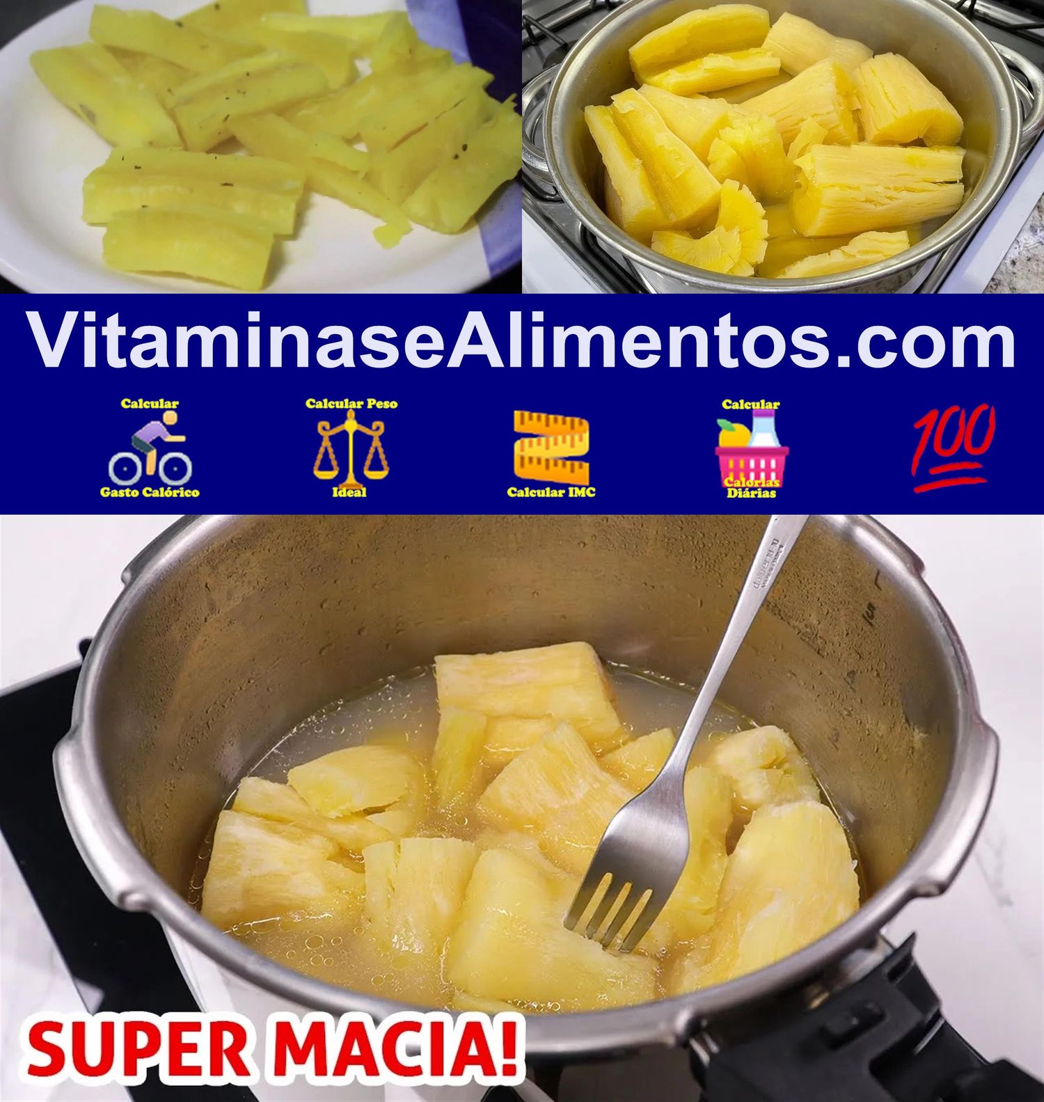 Valor Nutricional Mandioca cozida com molho vermelho sem sal