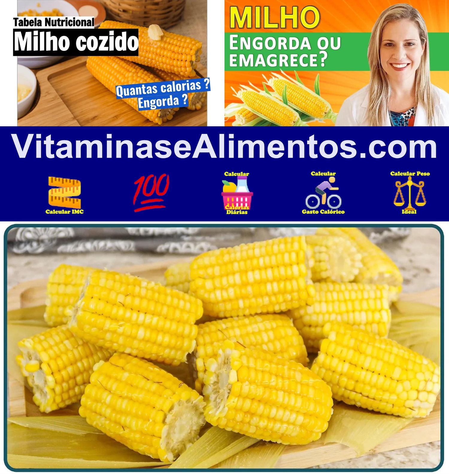 Valor Nutricional Milho cozido