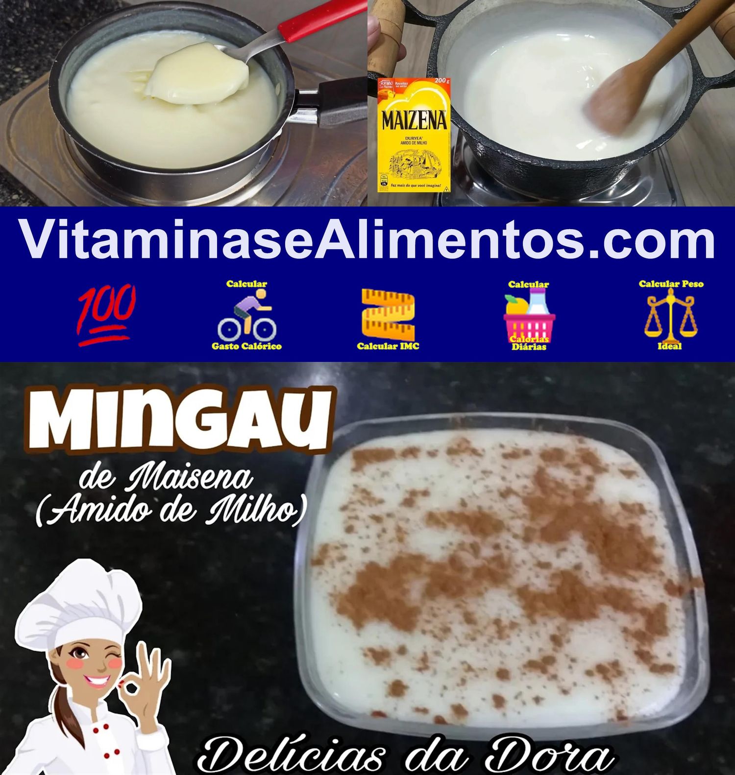 Valor Nutricional Mingau de maisena com açúcar