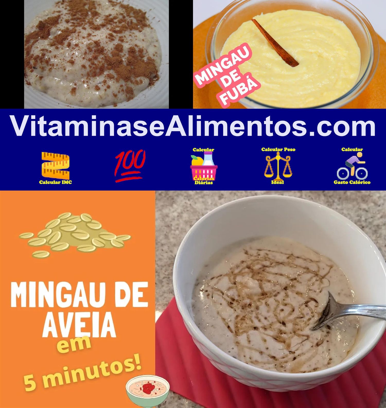 Valor Nutricional Mingau (fubá, aveia, farinha, etc.)