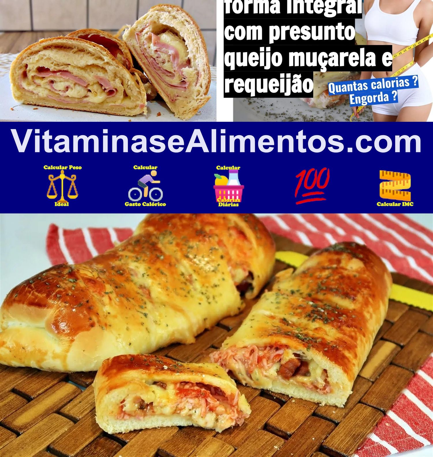 Valor Nutricional Sanduíche pão forma tradicional com presunto queijo muçarela e cream cheese