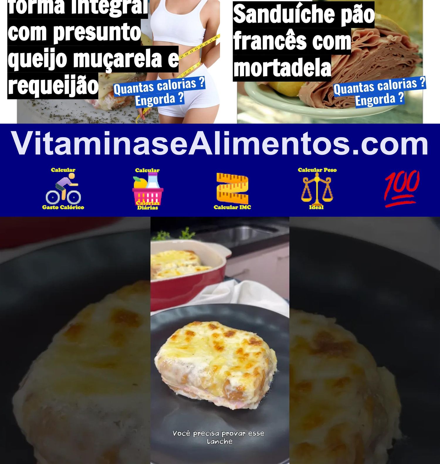 Valor Nutricional Sanduíche pão francês com presunto queijo muçarela e cream cheese