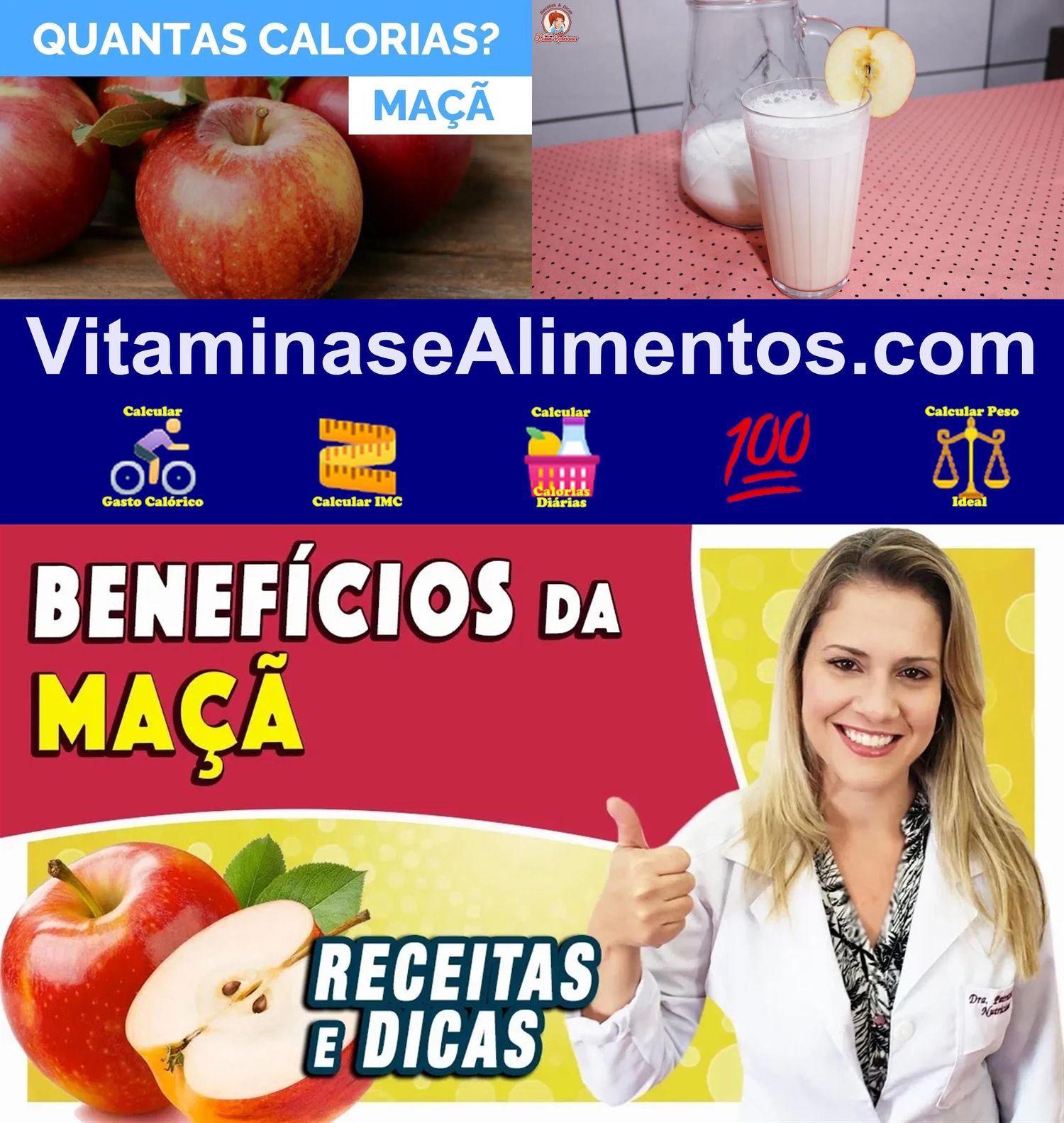 Valor Nutricional Vitamina de maçã